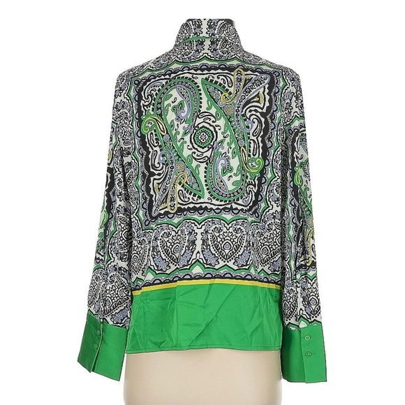 Elegant Paisley Button Down Shirt in Green and Black - Picture 8 of 10